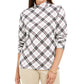 Karen Scott Women's Plaid Printed Mock Neck Top Black Size Petite M