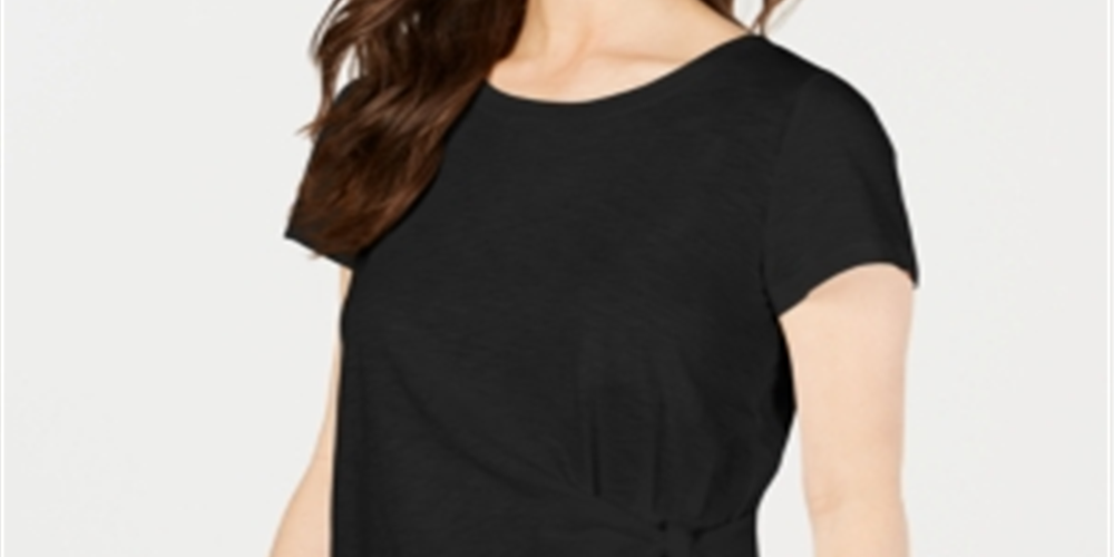 Style & Co Women's Side Tie Top Black Size X-Small