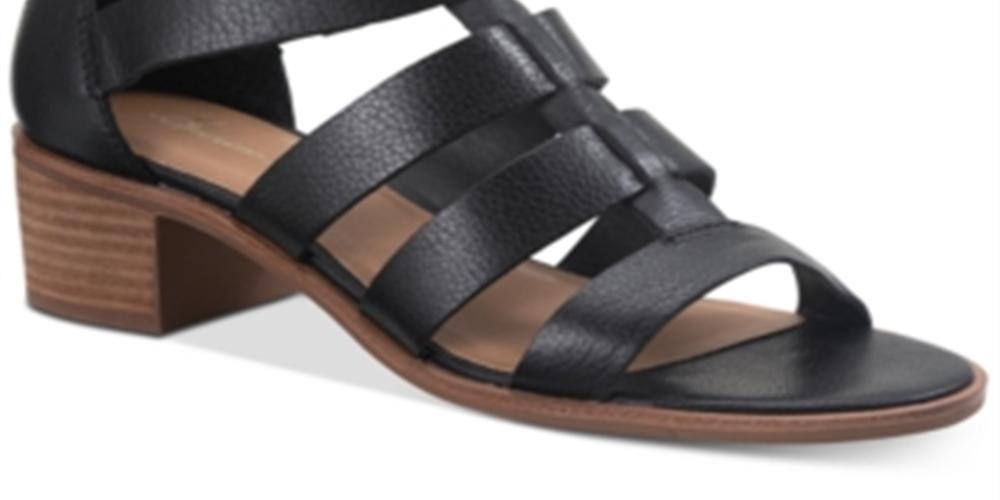 American Rag Women's Sonia Suede Peep Toe Casual Ankle Strap Sandals Black Size 10 M