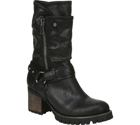 Carlos By Carlo Santana Women's Harness Detail Lug Sole Studded Georgina Round Toe Block Heel Boots Black Size 6 M