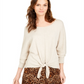 Style & Co Women's Tie Front Sweater Brown Size Large