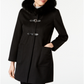 Forecaster Women's Fox Fur Trim Buckled Walker Coat Black Size 16