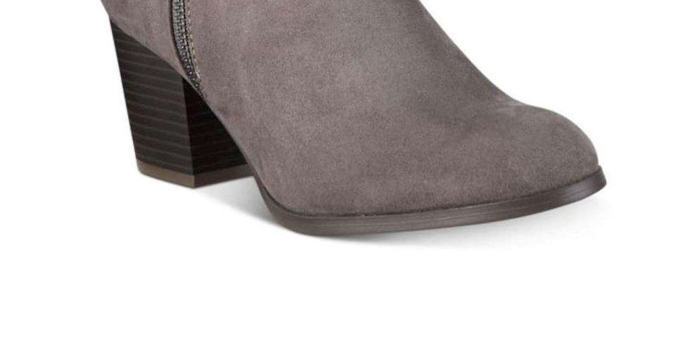 Style & Co Women's Almond Toe Block Heel Zip up Booties Gray Size 10 M