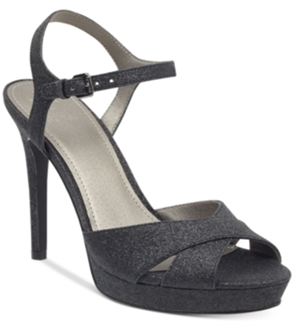 Guess Women's Jordie Metallic Glitter Dress Sandals Black Size 8.5