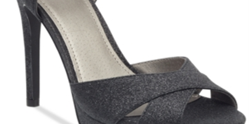 Guess Women's Jordie Metallic Glitter Dress Sandals Black Size 8.5