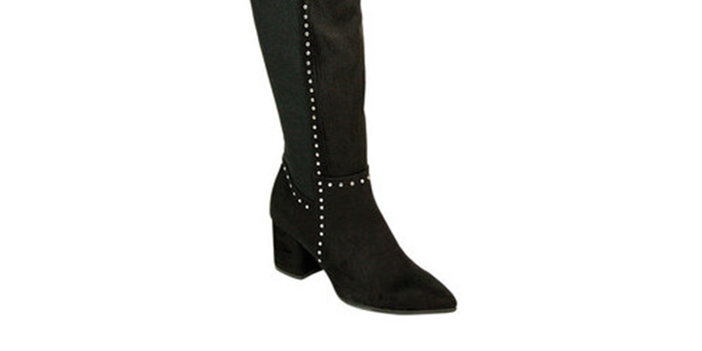 Seven Dials Women's Nicki Fabric Pointed Toe Over Knee Fashion Boot Black Size 6.0
