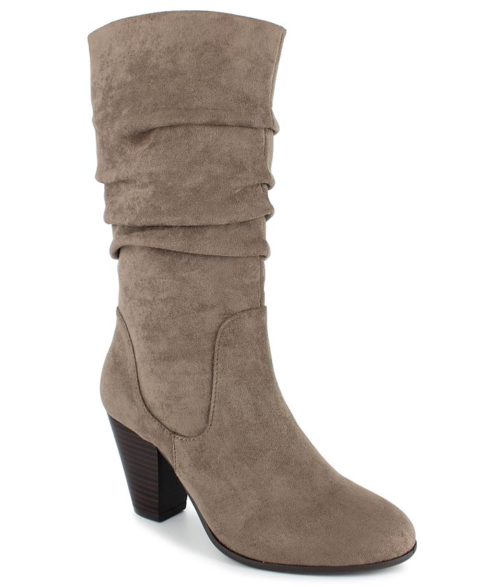Esprit Women's Oliana Faux Leather Slouchy Mid Calf Boots Brown Size 9.5
