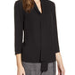 Anne Klein Women's Long Sleeve Tie Neck Top Black Size Small