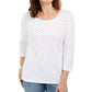 Karen Scott Women's Dot Print Top White Size Petite Large