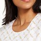 Karen Scott Women's Glitter Printed Top -White Size L