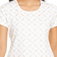 Karen Scott Women's Glitter Printed Top -White Size L