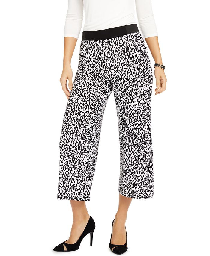 INC International Concepts Women's Animal Print Culotte Pants White Size Petite Small
