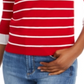 Maison Jules Women's Striped 3/4 Sleeve Jewel Neck Sweater Red Size Large