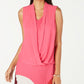 Alfani Women's Sleeveless Draped Front Top Pink Size Petite X-Large