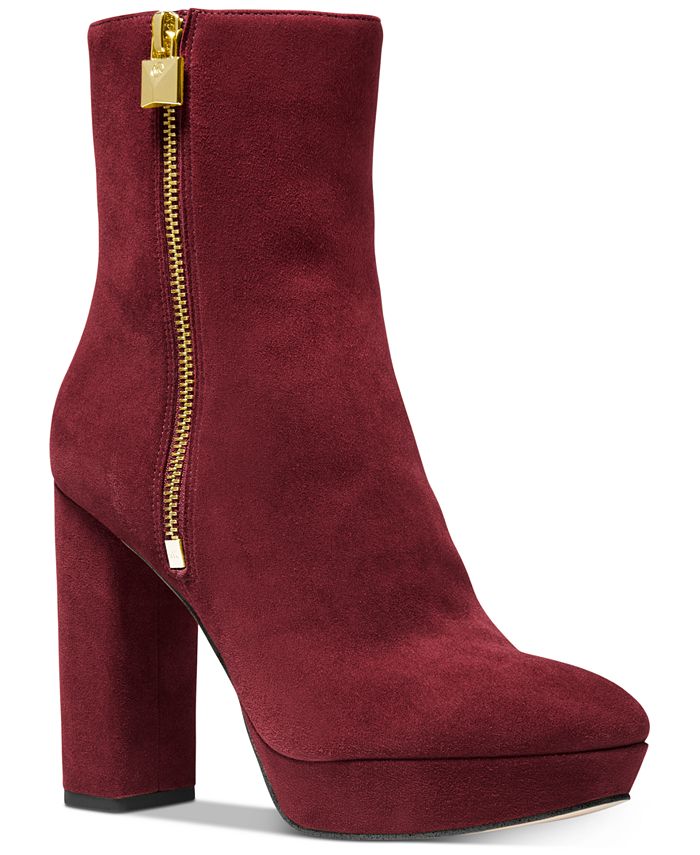 Michael Kors Women's Suede Signature Platform Boots Red Size 10