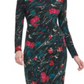 Tommy Hilfiger Women's Floral Long Sleeve Boat Neck Dress -Black Size 14