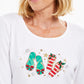 Karen Scott Women's Cotton Flip Flops Holiday Graphic Top White Size Medium
