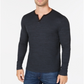 Alfani Men's Textured Space Dyed Stretch Henley Green Size L