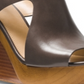 Michael Kors Women's Josephine Leather Stacked Wedge Sandals Gray Size 9.5
