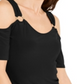 INC International Concepts Women's O Ring Cold Shoulder Top Black Size Small