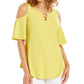JM Collection Women's Cutout Cold Shoulder Top Yellow Size XX-Large