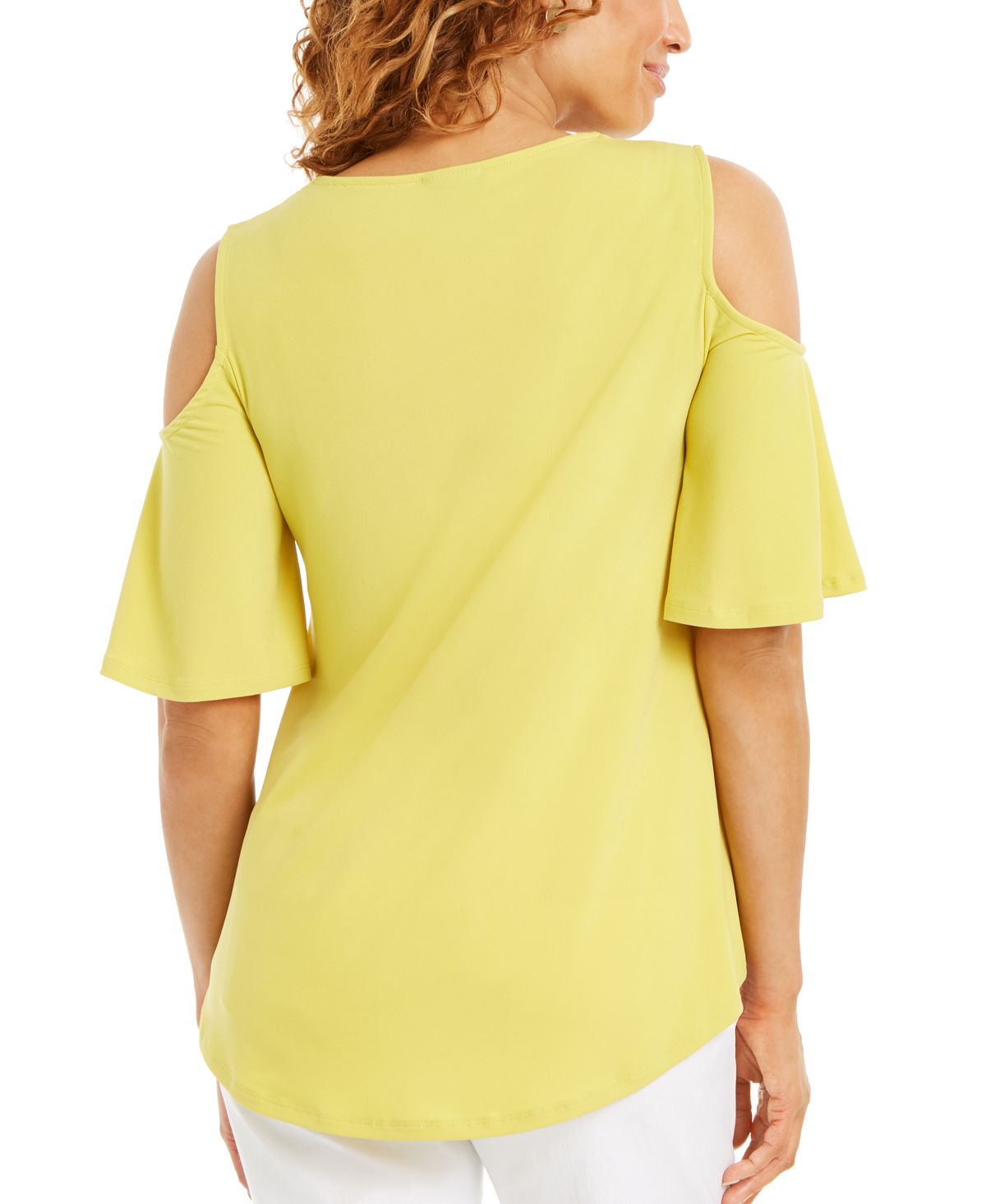 JM Collection Women's Cutout Cold Shoulder Top Yellow Size XX-Large