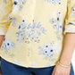 Charter Club Women's Floral Print Linen Blend Shirt Yellow Size Small
