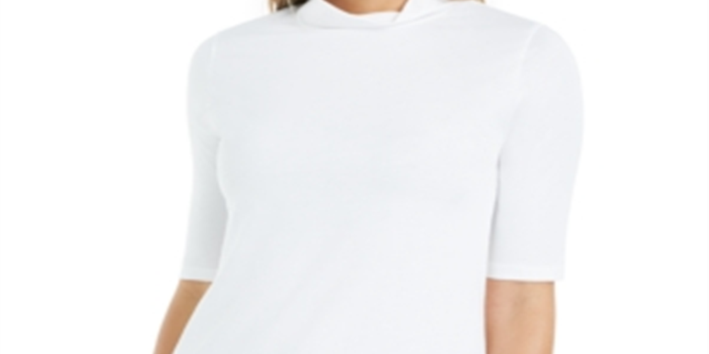 Charter Club Women's Supima Cotton Mock Neck Top White Size XX-Large