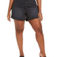 Celebrity Pink Women's Stretch Frayed Pocketed High Waist Shorts Black Size 20W