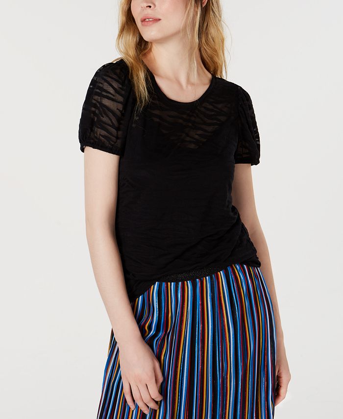 INC International Concepts Women's Crew Neck Top Black Size Medium