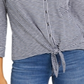 Style & Co Women's Cotton Striped Tie Front Shirt Black Size Petite S