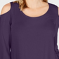 JM Collection Women's Cold Shoulder Top Purple Size Medium