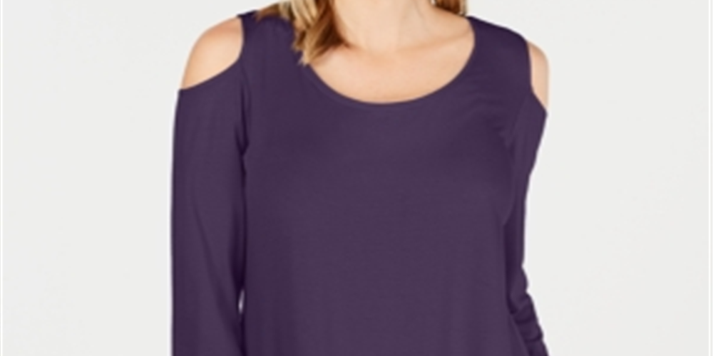JM Collection Women's Cold Shoulder Top Purple Size Medium