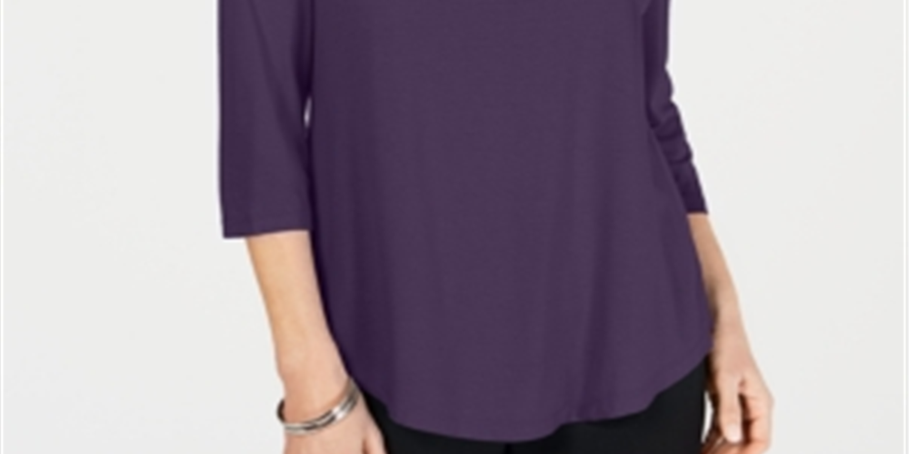 JM Collection Women's Cold Shoulder Top Purple Size Medium