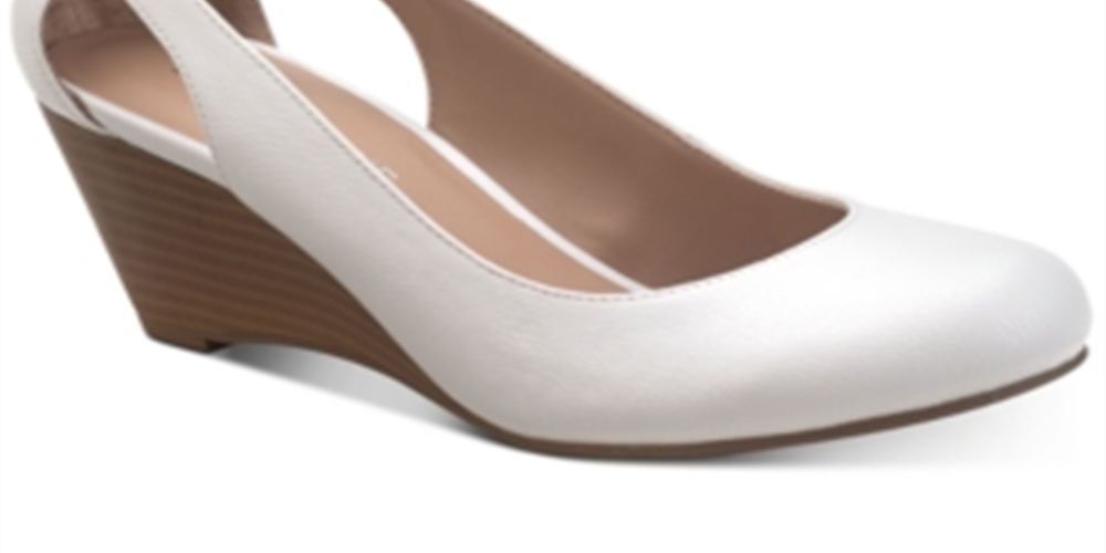 Sun + Stone Women's Miley Faux Leather Dressy Wedge Heels White Size 10 M