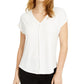 Bar III Women's V Neck SeaT-Shirt White Size XX-Small