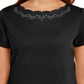 Karen Scott Women's Cotton Scalloped Neck T-Shirt Black Size X-Large