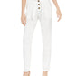 INC International Concepts Women's Paper Bag Waist Tapered Pants White Size 2 Petite