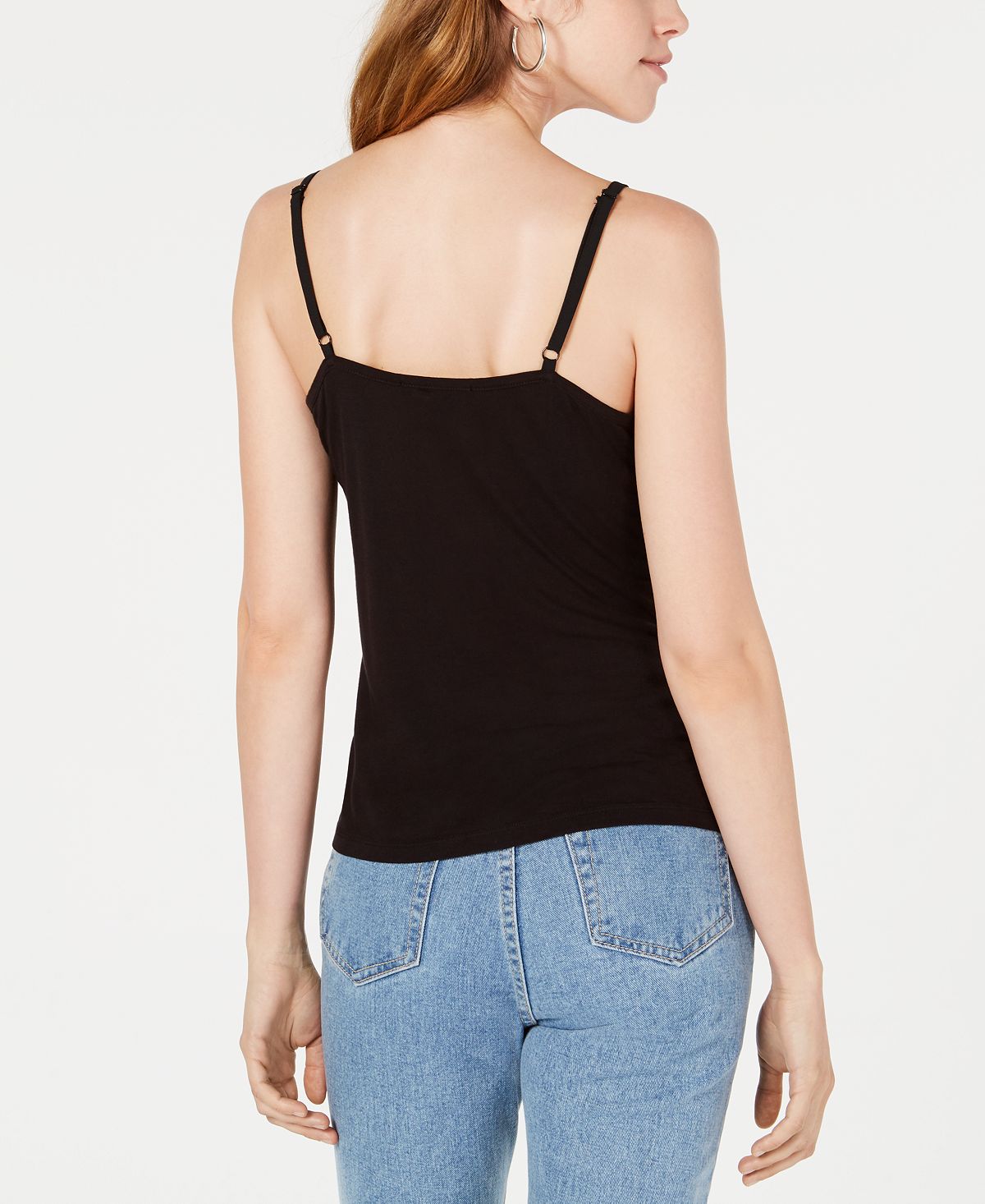 Bar III Women's Lace Trim Crisscross Camisole Black Size XX-Large