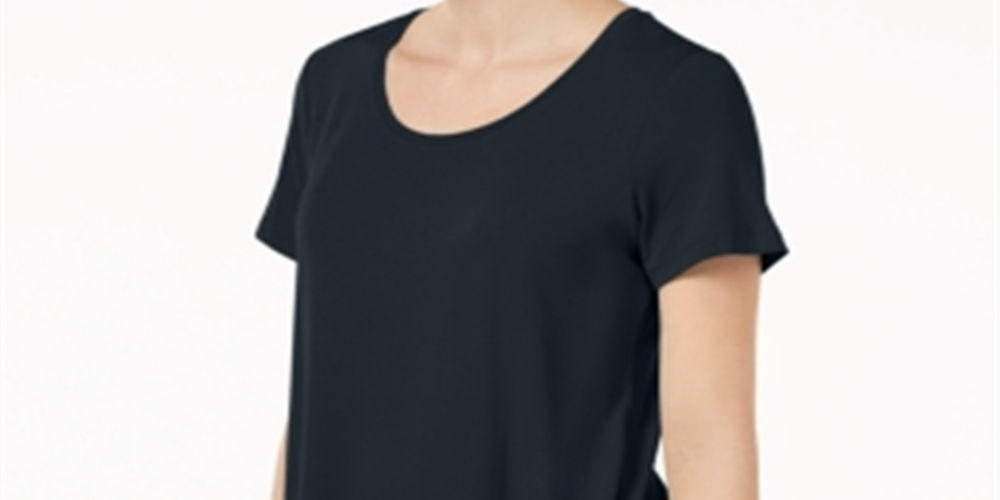 JM Collection Women's Scoop Neck T-Shirt Navy  Size X-Large