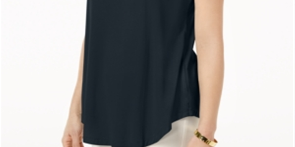 JM Collection Women's Scoop Neck T-Shirt Navy  Size X-Large