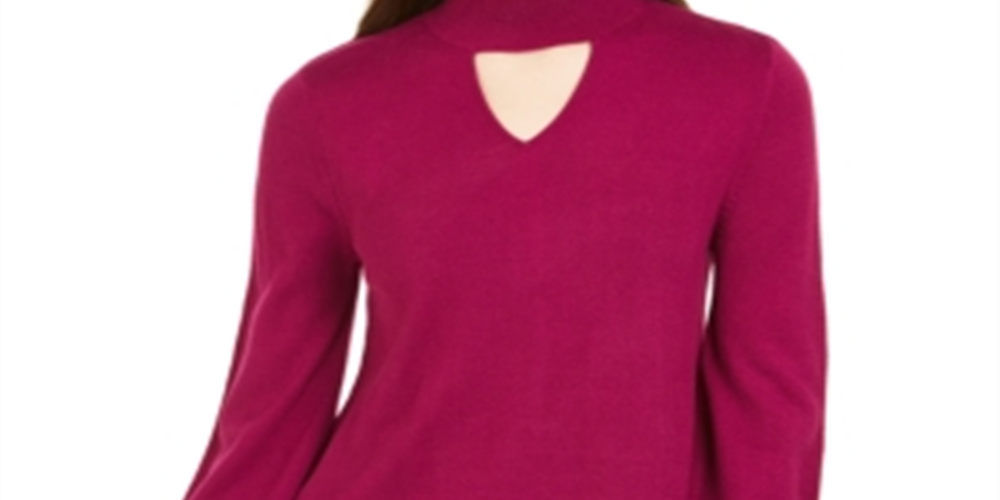 Style & Co Women's Mock Neck Keyhole Sweater Purple Size Small
