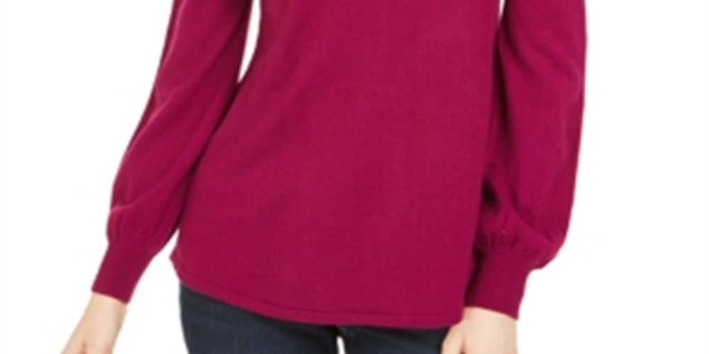 Style & Co Women's Mock Neck Keyhole Sweater Purple Size Small