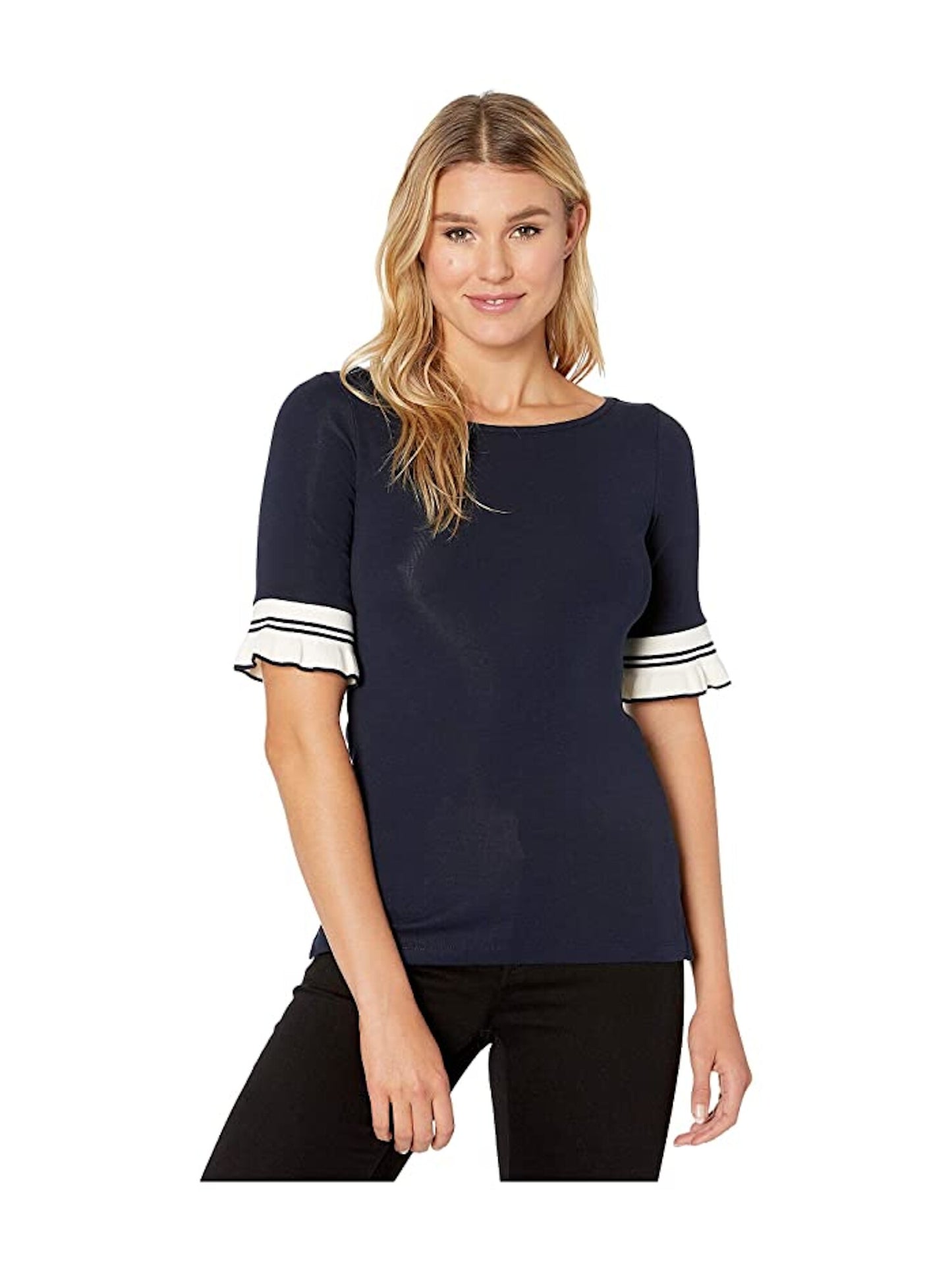 Ralph Lauren Women's Short Sleeve Jewel Neck Top Blue Size X-Large