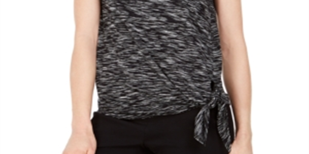 JM Collection Women's Tie Hem T-Shirt Black Size XX-Large