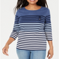 Karen Scott Women's Striped Colorblocked Top Blue Size Petite
