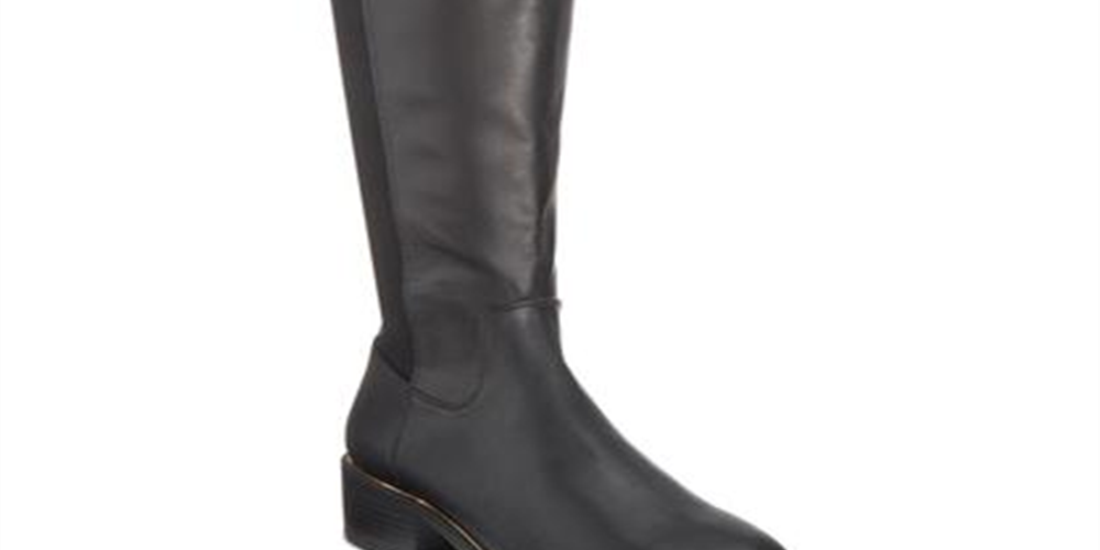 Material Girl Women's Darcell Leather Almond Toe Over Knee Fashion Boots Black Size 8 M