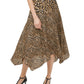 Calvin Klein Women's Leopard Print Handkerchief Hem Skirt Yellow Size 8