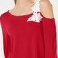 Alfani Women's One Shoulder Applique Top Red Size Petite Small