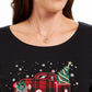 Karen Scott Women's Plaid Truck Cotton Top Black Size Medium